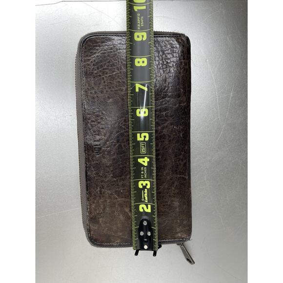 Will Leather Distressed Brown Full Zip XL Wallet Travel Organizer - Picture 7 of 8